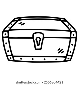 treasure chest box hand drawn outline illustration