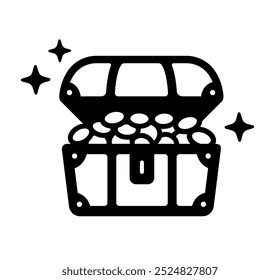 Schatztruhe, Schatzkiste, Vektorsymbol-Illustration