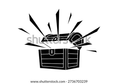 Treasure chest bursting open with explosion