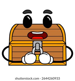 treasure chest character illustration hand drawn isolated vector