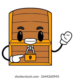 treasure chest character illustration hand drawn isolated vector