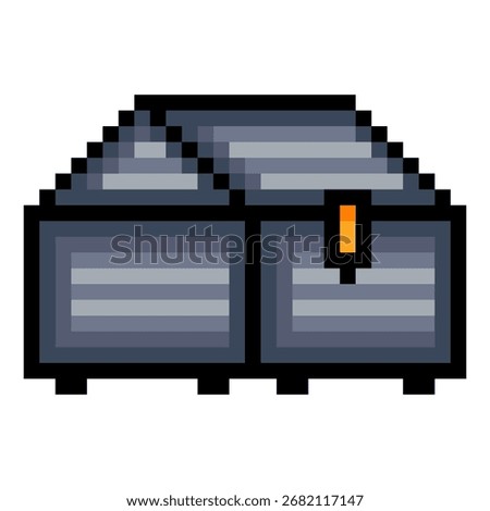 Treasure chest with closed lid in pixel art style