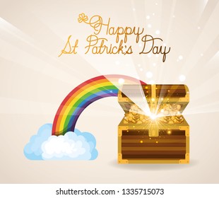 treasure chest with coins and saint patricks day font