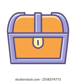 Treasure chest color icon. Cartoon illustration of treasure chest for web design