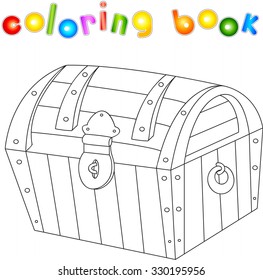 Treasure chest coloring book for kids. Vector illustration