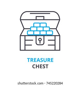 Treasure Chest Concept , Outline Icon, Linear Sign, Thin Line Pictogram, Logo, Flat Illustration, Vector