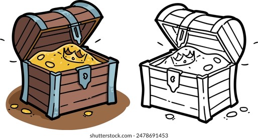 Treasure Chest. doodle illustration. hand drawn sketch