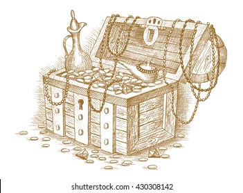 Treasure chest drawn by hand