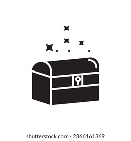 Icono relleno del tórax del tesoro, ilustración plana del tórax pirata cerrada sobre fondo blanco.. eps