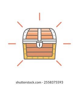 Treasure chest flat color icon. Vector illustration on white background.