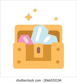 Treasure chest flat icon. Cartoon illustration. Vector sign for mobile app and web sites.