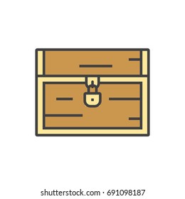 Treasure chest flat line icon.