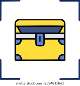 Treasure chest flat style icon design. Vector illustration.