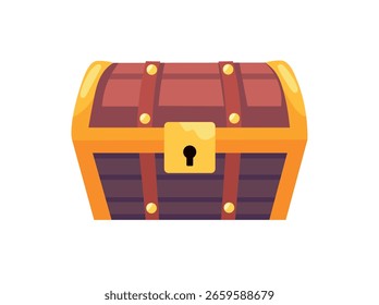 Baú do Tesouro. Clipart de vetor plano, ilustração com plano de fundo isolado.