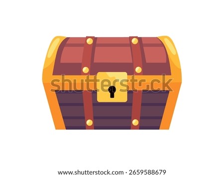 Treasure Chest. Flat vector clipart, illustration with isolated background.