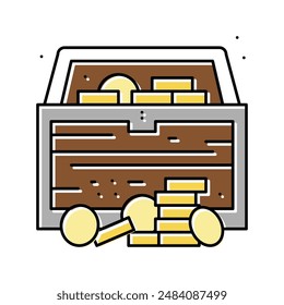 treasure chest found in pirate game color icon vector. treasure chest found in pirate game sign. isolated symbol illustration