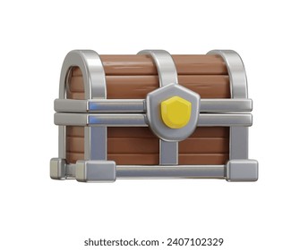 Treasure chest game asset icon 3d rendering vector illustration