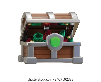 Treasure chest game asset icon 3d rendering vector illustration