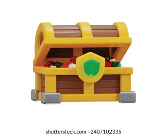 Treasure chest game asset icon 3d rendering vector illustration