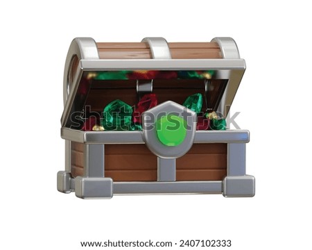 Treasure chest game asset icon 3d rendering vector illustration