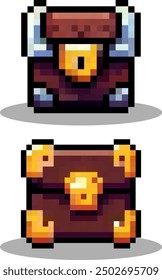 treasure chest game item pixel art vector