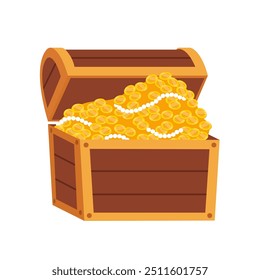 Treasure Chest with golden coins - vector illustration.
