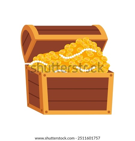 Treasure Chest with golden coins - vector illustration.