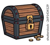 Treasure chest hand drawn vector isolated white background