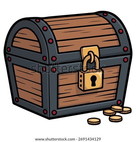 Treasure chest hand drawn vector isolated white background