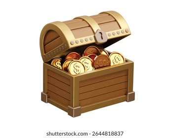Treasure chest icon 3d illustration rendering