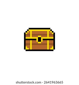 treasure chest icon 8 bit, pixel art treasure 8-bit icon for game  logo. 