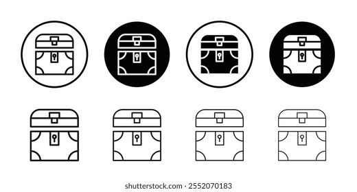 Treasure chest icon Black and white outline vector