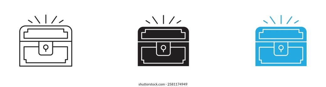 Treasure chest icon black white vector outline