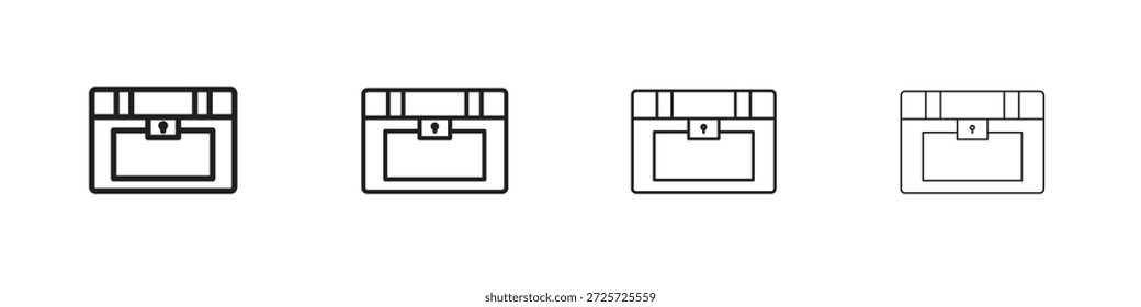 Concepto de icono de cofre del tesoro. Símbolo de línea delgada. Vector de estilo de contorno simple