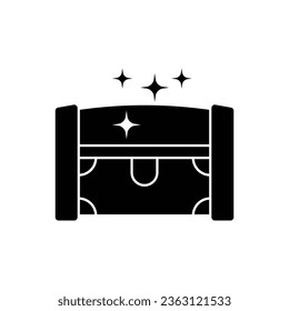 Schatzkastensymbol-Design. Geöffnete Schatz Brustkorb Umriss Symbol. einzeln auf weißem Hintergrund. Vektorgrafik