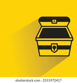 treasure chest icon with drop shadow on yellow background