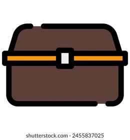 treasure chest icon in flat outline style