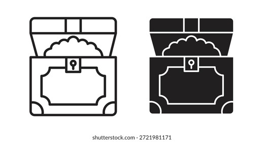 Icono de cofre del tesoro icono plano simple. Versión Liner - Vector de stock.