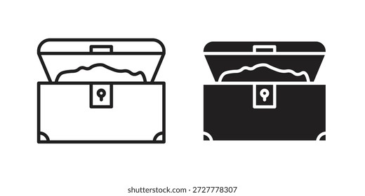 Icono de pecho del tesoro plano y colección de golpe para ui ux trabajo.