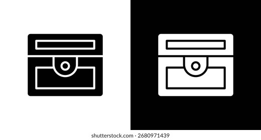 Treasure chest icon in flat style, filled black symbol