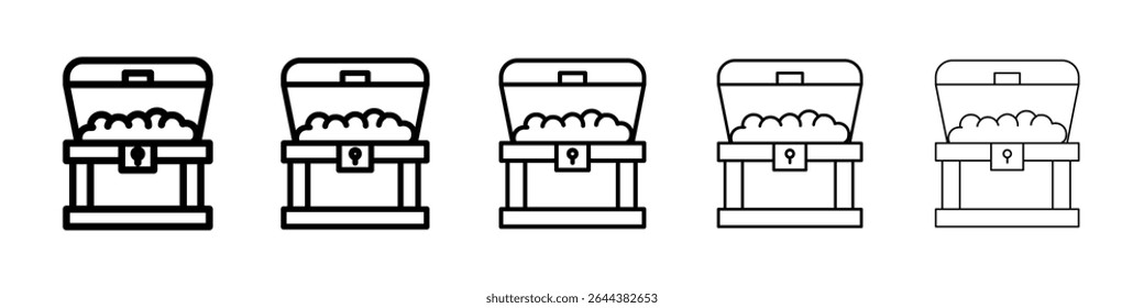 Treasure chest icon graphic set. trendy stroke line style