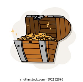 Treasure Chest Icon, a hand drawn vector illustration of a treasure chest.
