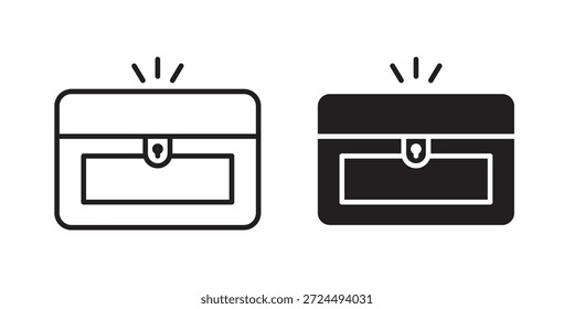 Ilustración del icono del cofre del tesoro, Vector de línea delgada, signo de Diseño web,