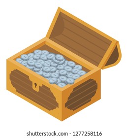 Treasure chest icon. Isometric of treasure chest vector icon for web design isolated on white background