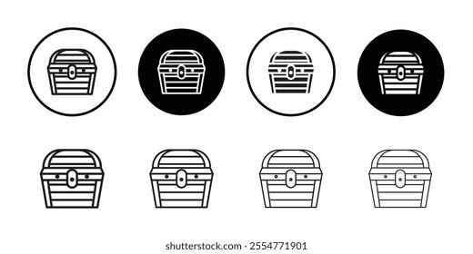 Treasure chest icon Line Art Logo set