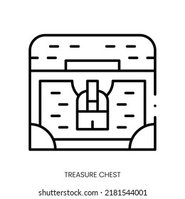 icono del cofre del tesoro. Signo de estilo lineal aislado en fondo blanco. Ilustración del vector