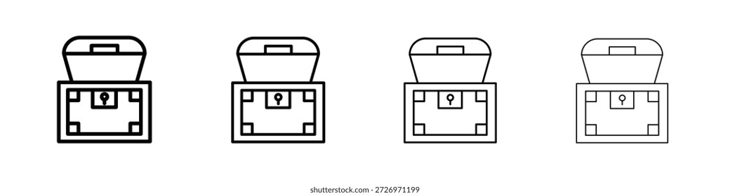 Icono del pecho del tesoro en estilo de línea de trazo moderno. Vector 10 eps