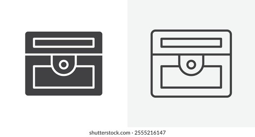 Treasure chest icon. outlined vector style.