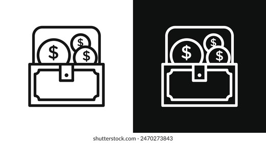 Pack de iconos de tesoro. Letrero del Vector de la caja del cofre.