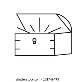 Treasure chest icon. Piratic treasury sign. Wealth symbol. Linear outline icon. Speech bubble of dotted line. Vector